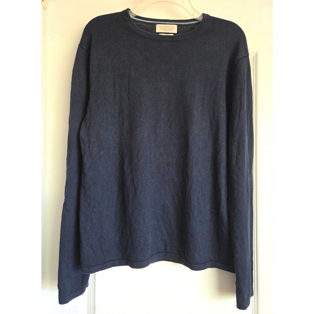 Banana Republic Navy Blue Silk Cashmere Blend Crewneck Sweater Sz L Lightweight